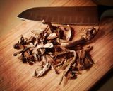 A picture of step 1 of Steak and Mushroom reduction sauce.