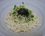 A picture of step 5 of Mentaiko Udon.