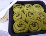 A picture of step 8 of Green Tea Spiral Rolls with Adzuki Beans.