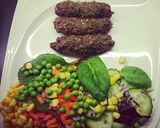 A picture of step 1 of Minced beef skewer with assorted spices.