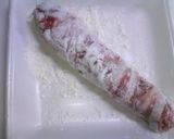 A picture of step 3 of Mizuna Pork Roll for Bento.