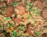 A picture of step 1 of Cabbage Jambalaya.