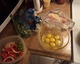A picture of step 2 of Veggie and Turkey Bacon Breakfast Burritos.