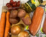 Zöldséges lazac répás krumplipürével recept fázis 1 fotója