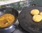 A picture of step 1 of Combo of dhokla aloo paratha chole and tikki.