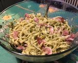 Une image de l'étape 7 de Tagliatelles au pesto de céleri & pistaches au jambon cru.