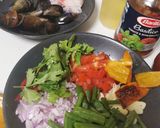 A picture of step 1 of Seafood Paella.
