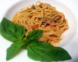A picture of step 10 of Mascapone Tomato Spaghetti.
