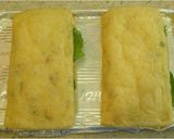 A picture of step 4 of Fried Tofu (Aburaage) Appetizers with Shiso, Bacon, and Cheese.