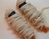 A picture of step 4 of Cheesy Prawn Tempura Mummy Wrapped in Udon Noodles.