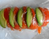 A picture of step 8 of California Rolls (perfect for guests).