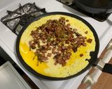 A picture of step 3 of Spam, Egg & Cheese Open Faced Sandwich.