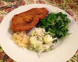 A picture of step 7 of German pork schnitzel.