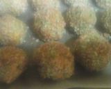 A picture of step 2 of Peanut butter coconut Christmas balls.