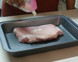 A picture of step 2 of Argentinian Pork "Matambrito" marinated with Rosemary infusion.