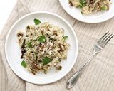 A picture of step 4 of Japanese Eggplant, Zucchini, and Olive Rice with Marjoram and Parmesan.