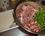 A picture of step 1 of Deep-fried Edamame, Bacon, and Tofu.