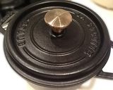 A picture of step 7 of Simmered Kabocha Squash in a Staub Cocotte.