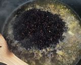 A picture of step 3 of Black rice shiitake mushroom risotto.
