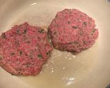 A picture of step 2 of Salisbury steak with mushroom gravy.