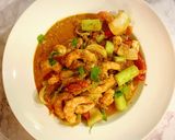 A picture of step 7 of Stir-fry King prawns in curry powder & egg.