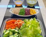 A picture of step 1 of Mini Salad Bar With Avocado Dressing & Honey Dressing.