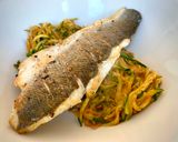 A picture of step 3 of Courgetti Branzino - seabass with zoodles.