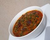 A picture of step 9 of Tuwon Shinkafa (Mashed Rice) and Groundnut Soup (Miyan Gyada).