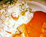 A picture of step 8 of Fried Rice with shashlik.