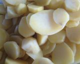 A picture of step 1 of Lyonnaise potatoes.