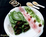 A picture of step 6 of Spinach Patishapta Crepe/Pancake with khoya Coconut filling.