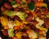 Une image de l'étape 3 de Poêlée de légumes aux merguez.