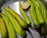 A picture of step 1 of Mirchi Bhajiya (Stuffed Chili Fritters).