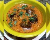 A picture of step 6 of Bharwa Masala baingan.