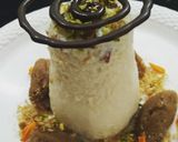 A picture of step 6 of Badam kulfi with Aate ka Halwa.