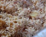 A picture of step 12 of Alu ki tahri in biryani style.