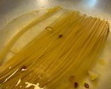 A picture of step 2 of Skillet Spaghetti with Wild Mustard Greens Pesto.