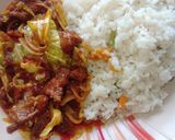 A picture of step 5 of Beef, onion and cabbage sauce.
