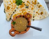 A picture of step 4 of Quesadillas with Nopales, Oaxaca Cheese, and Tomatillo Salsa.