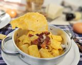 A picture of step 6 of Carbonara with Pecorino Crisp.