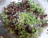 A picture of step 2 of chicken pasta salad.