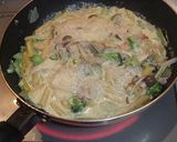 A picture of step 3 of Bacon and Mushroom Curry Cream Penne.