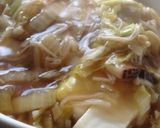 A picture of step 4 of Tofu with Enoki Mushrooms and Chinese Cabbage Ankake Sauce.