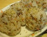 A picture of step 4 of Ground Meat and Pickled Ginger Rice Balls (Onigiri) – A Hit with Guys!.