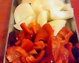 A picture of step 1 of Onion and Bell Pepper Miso Stir Fry - Great in Bentos.