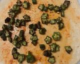 A picture of step 2 of Achari lady finger paratha.