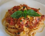 A picture of step 4 of Basil and Bacon Tomato Pasta Sauce.