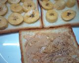 A picture of step 2 of Cheesy Banana Peanut Butter Toast.