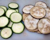 A picture of step 1 of Zucchini and eggplant fries.