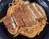 Foto langkah ke 10 dari resep Spaghetti Chicken Katsu, with homemade italian pasta sauce.